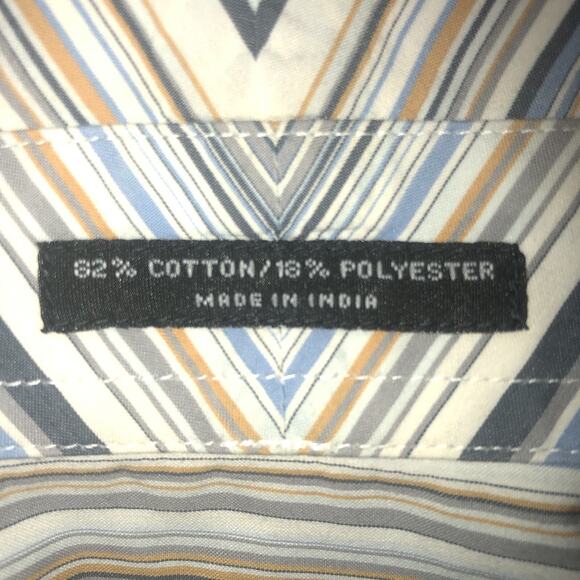 Alfani Cotton Blend XL Long Sleeve Button Front Striped Shirt - Picture 4 of 7